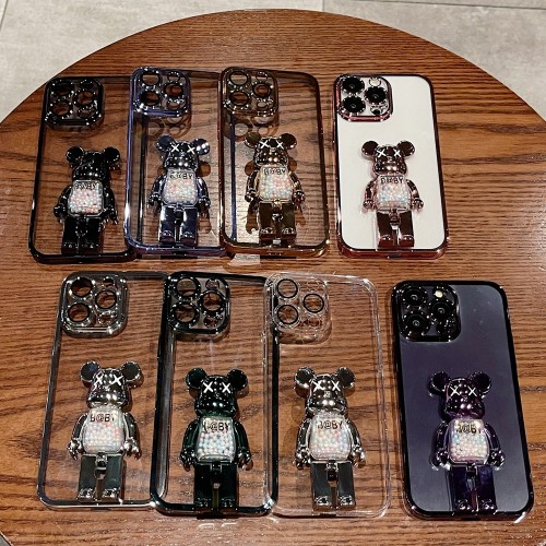 Shockproof Anti-fall Electroplated Bear With Lens Protection For iPhone